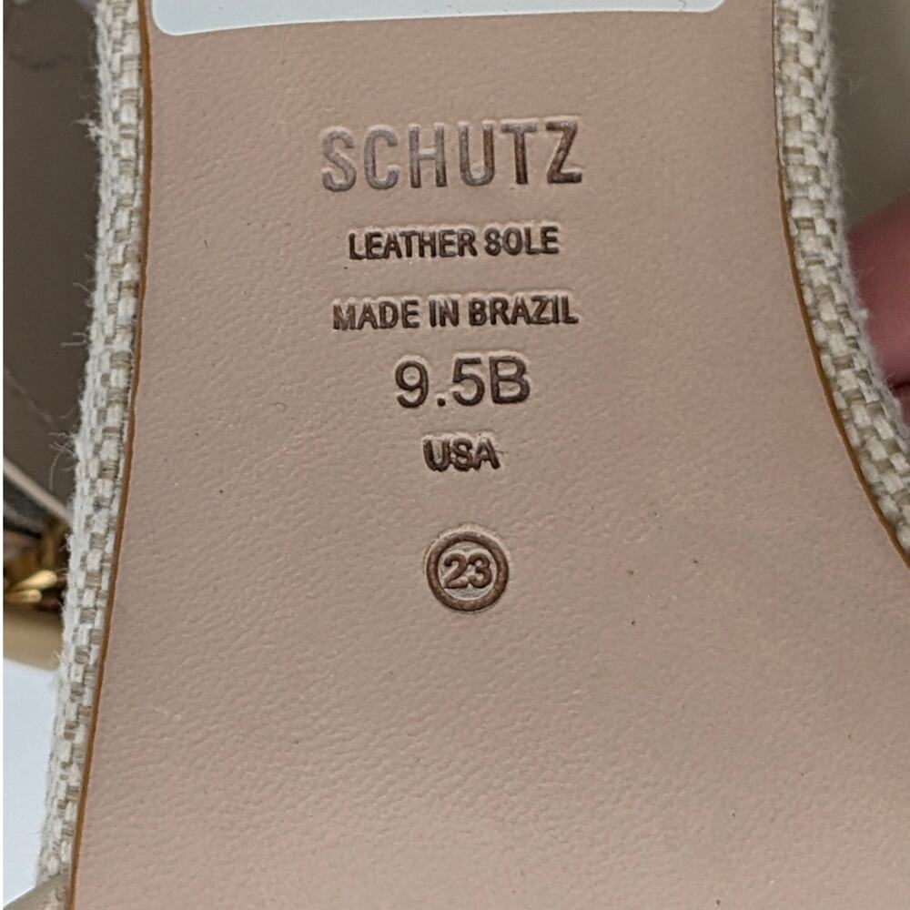 Schutz Olga Sandal Oyster Block Heel Raffia - Picture 10 of 14